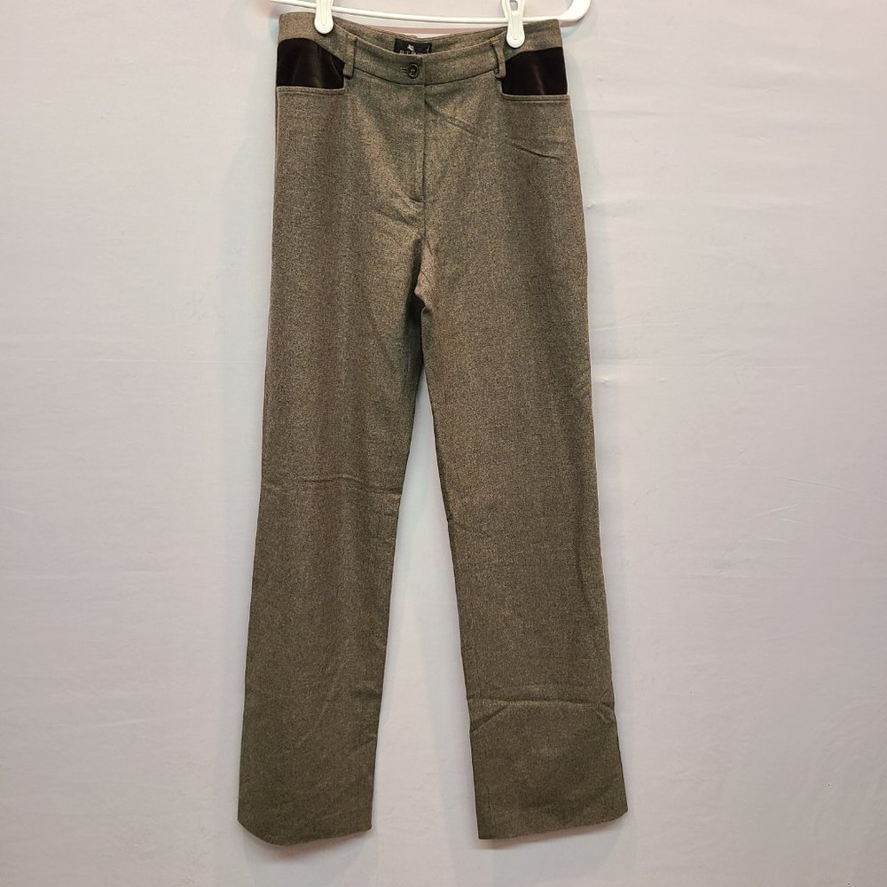 Entro Pants Green Wool Trousers Womens 6 Italian 42 - Picture 6 of 6